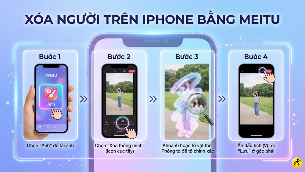 Xo&aacute; người tr&ecirc;n iPhone bằng Meitu