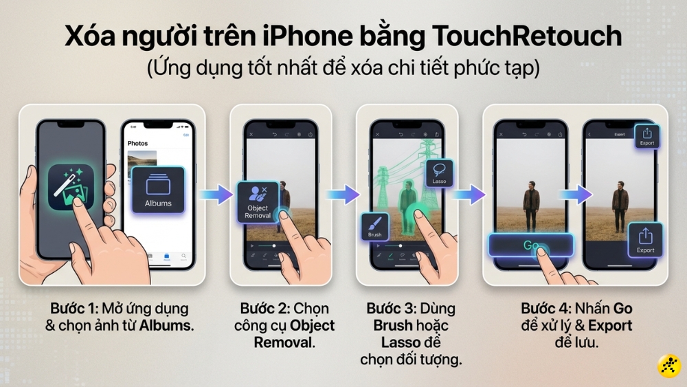 Xo&aacute; người tr&ecirc;n iPhone bằng TouchRetouch