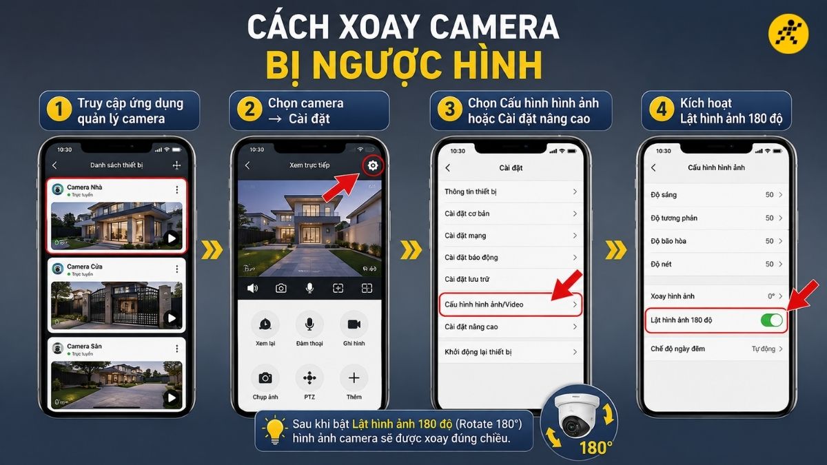 C&aacute;ch xoay camera bị ngược h&igrave;nh