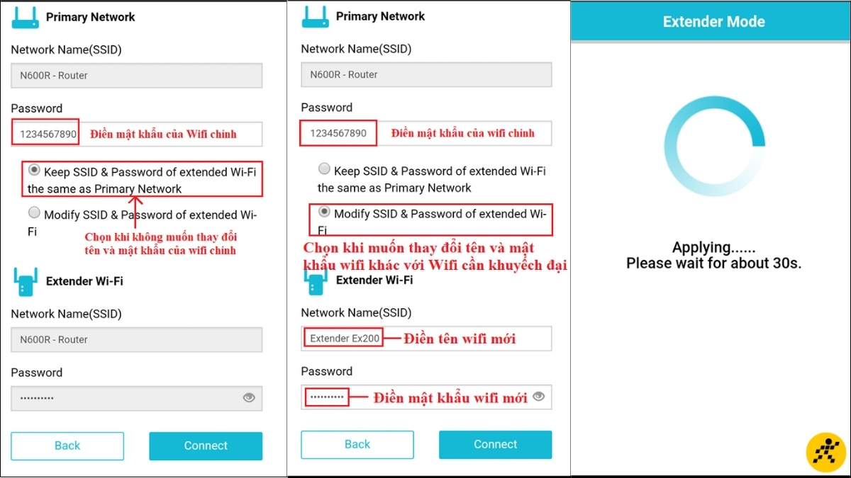 Bấm Connect và chờ thiết bị lưu cấu hình Bấm Connect và chờ thiết bị lưu cấu hình
