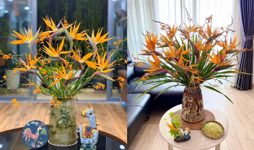 Mẫu cắm bình hoa thiên điểu đẹp, đơn giản