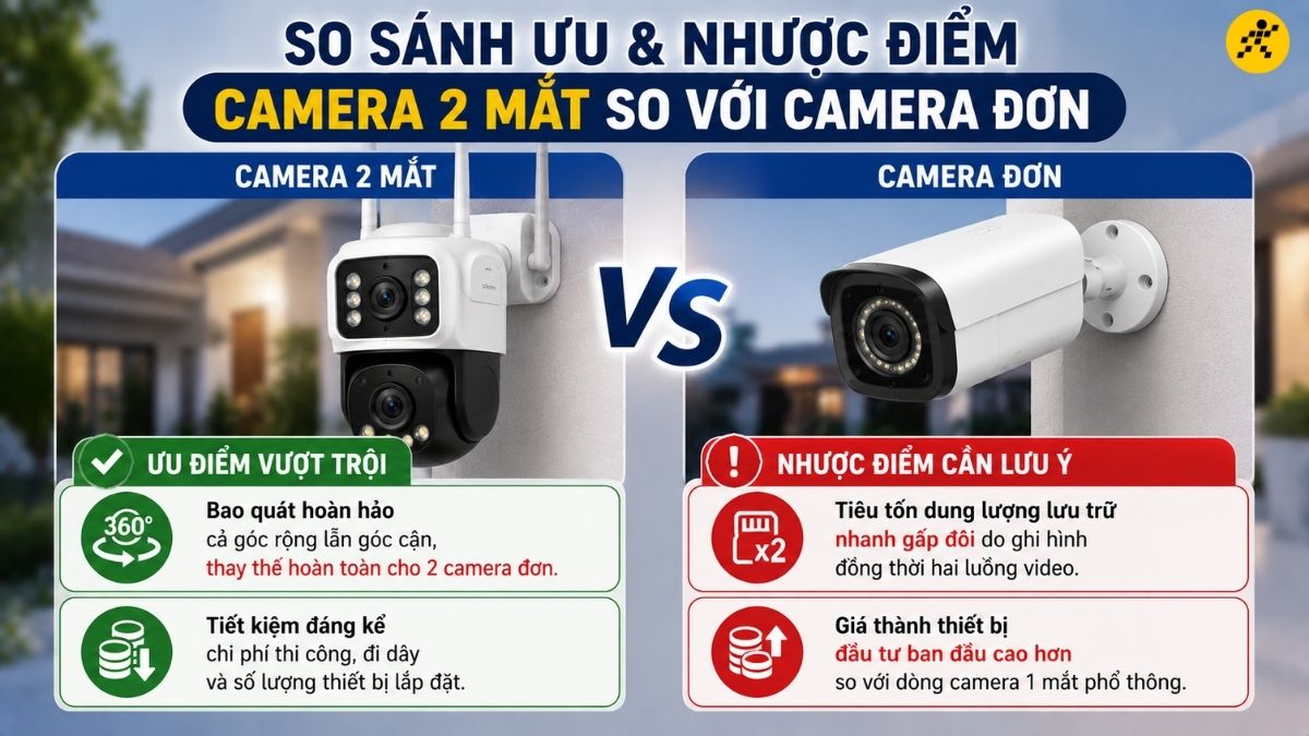 Ưu v&agrave; nhược điểm của camera 2 mắt so với camera đơn