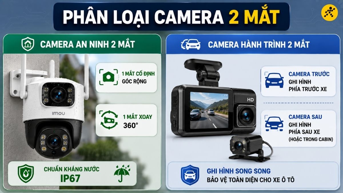 Ph&acirc;n loại c&aacute;c d&ograve;ng camera 2 mắt phổ biến