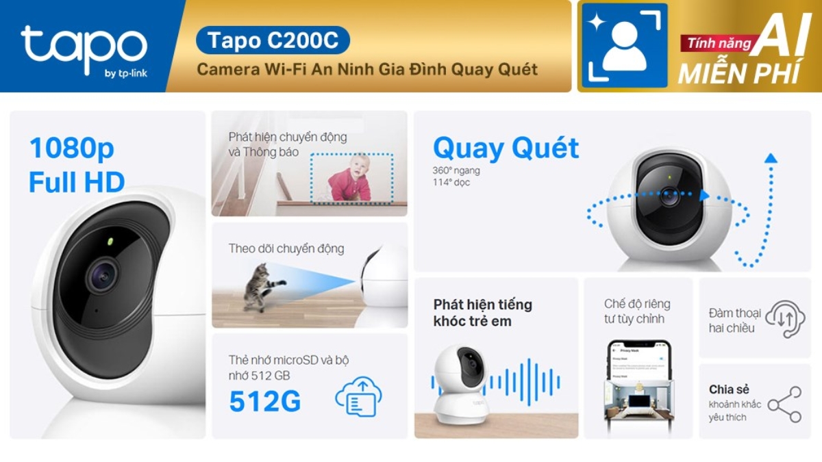 Camera TP-Link Tapo C200C là phiên bản nâng cấp trong dòng Tapo quen thuộc