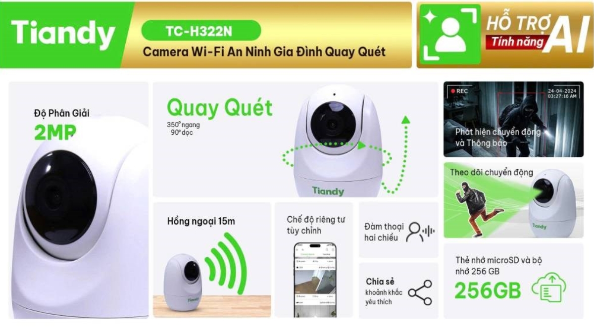 Camera TIANDY TC-H322N là lựa chọn lý tưởng cho những người dùng ưu tiên hiệu năng