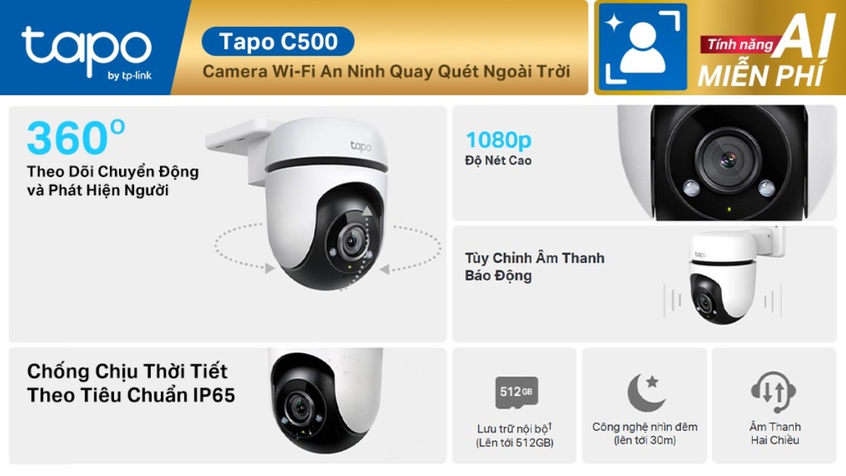 Camera TP-Link Tapo C500 là mẫu camera ngoài trời đỉnh cao trong dòng Tapo