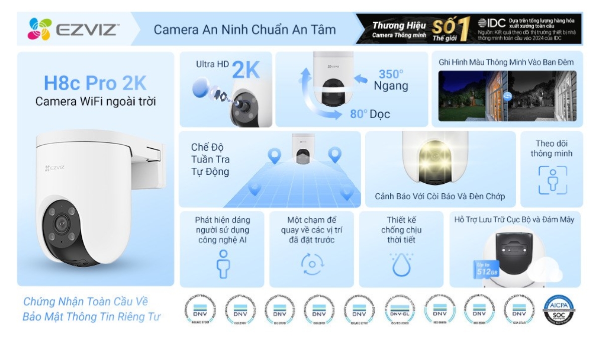 Camera Ezviz H8C Pro là flagship camera ngoài trời của thương hiệu Ezviz