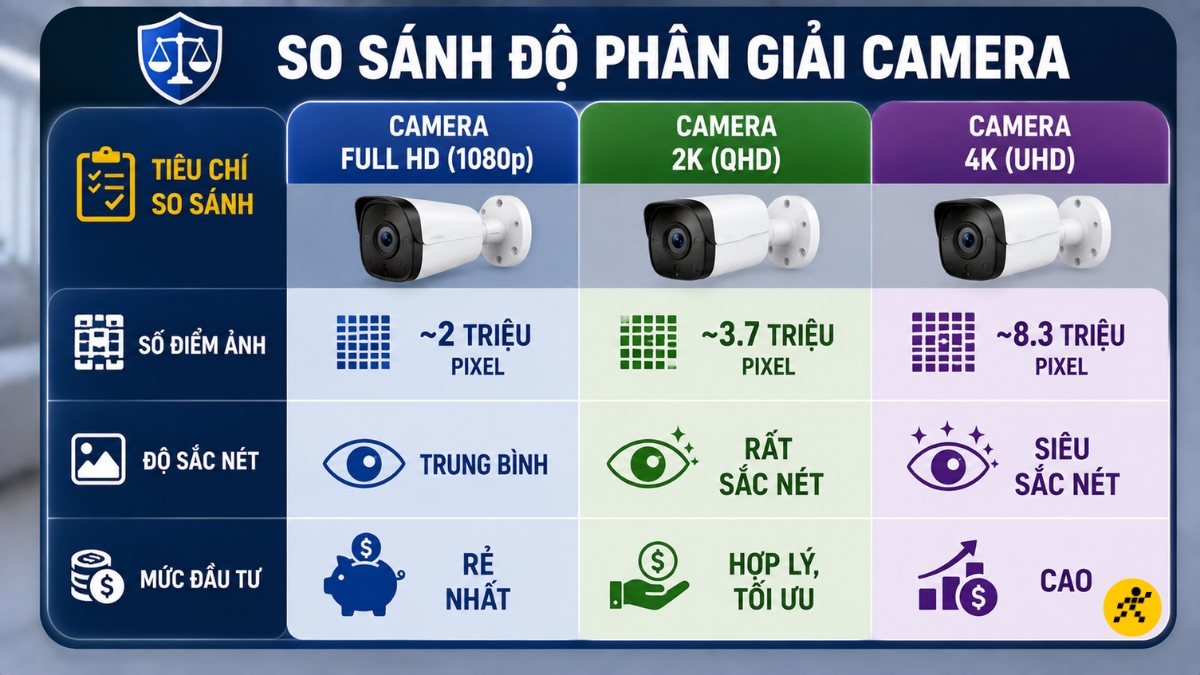 So s&aacute;nh camera 2K với Full HD v&agrave; 4K