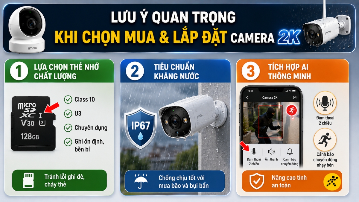 Lưu &yacute; quan trọng khi chọn mua v&agrave; lắp đặt camera 2K