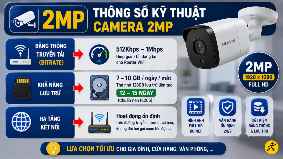 Th&ocirc;ng số kỹ thuật của camera 2MP