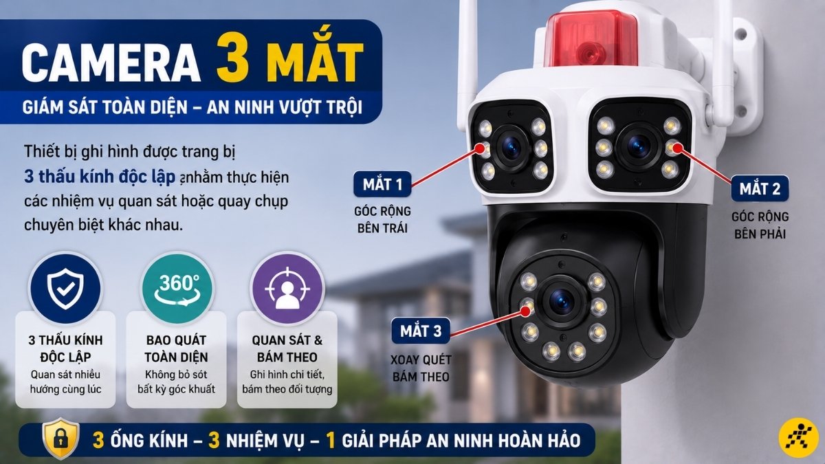 Camera 3 mắt (hay c&ograve;n gọi l&agrave; hệ thống 3 ống k&iacute;nh)