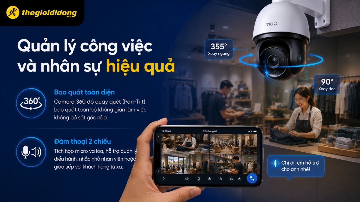 Camera giúp quản lý công việc và nhân sự hiệu quả