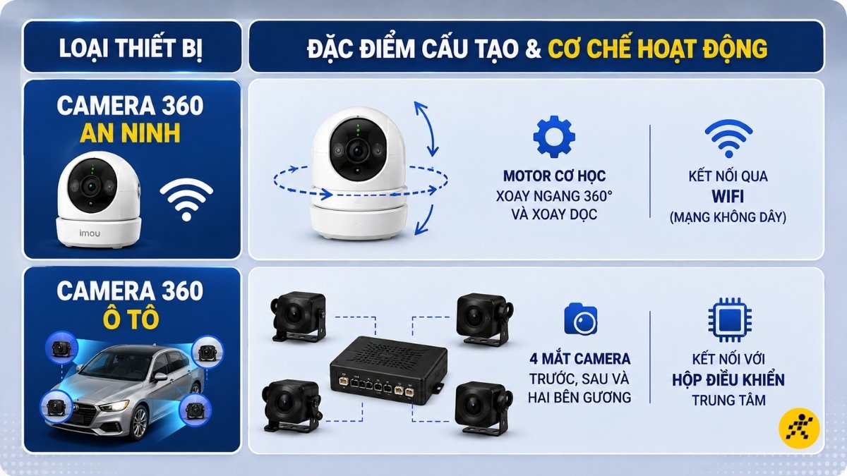 Ph&acirc;n loại camera 360 phổ biến