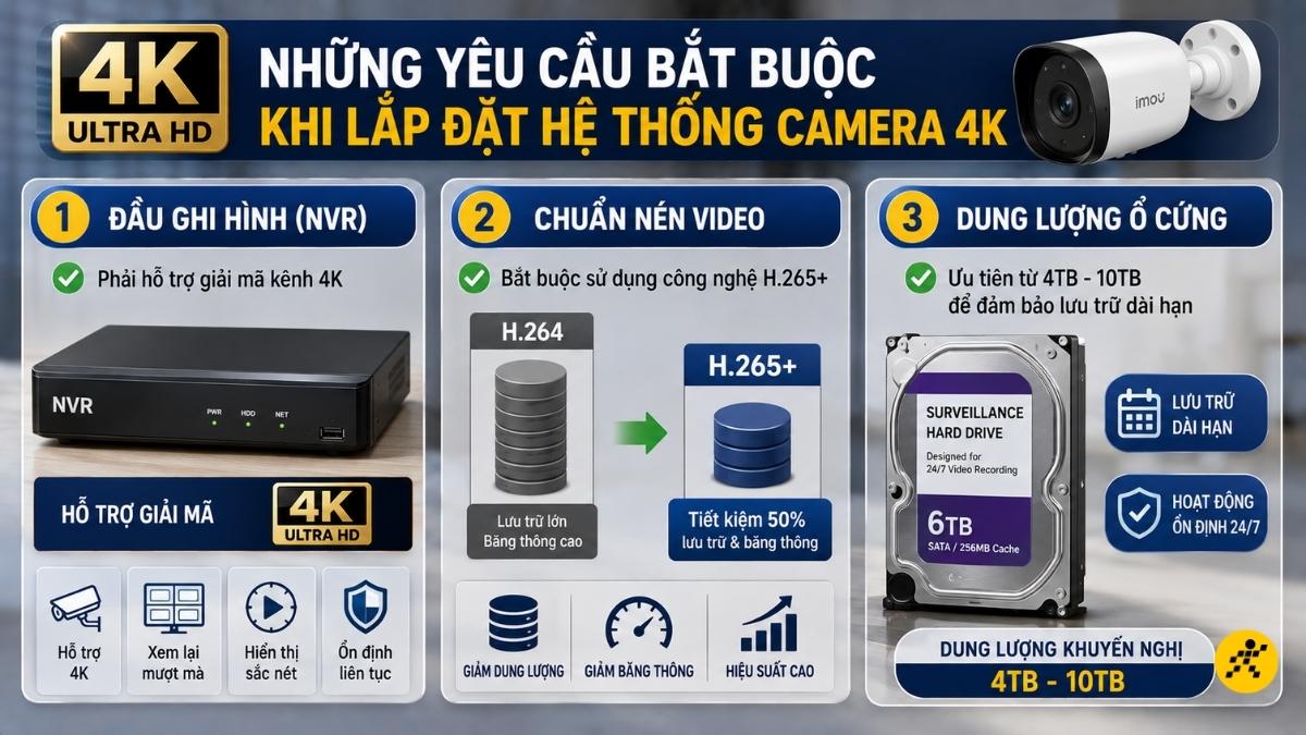 Những y&ecirc;u cầu bắt buộc khi lắp đặt hệ thống camera 4K