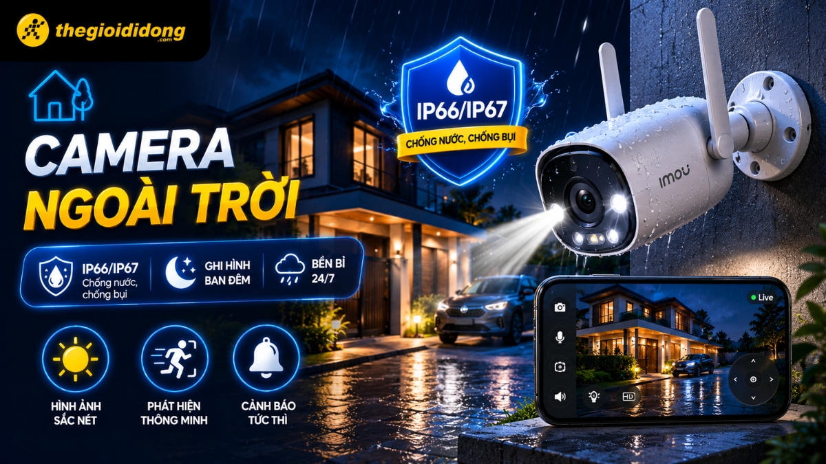 Camera ngoài trời được chế tác từ vật liệu nhựa nhám cường lực hoặc hợp kim nhôm