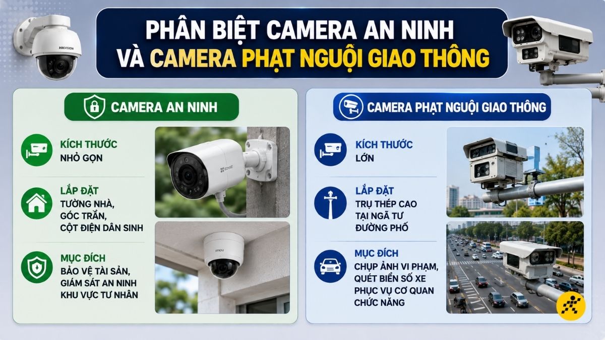 Ph&acirc;n biệt camera an ninh v&agrave; camera phạt nguội giao th&ocirc;ng