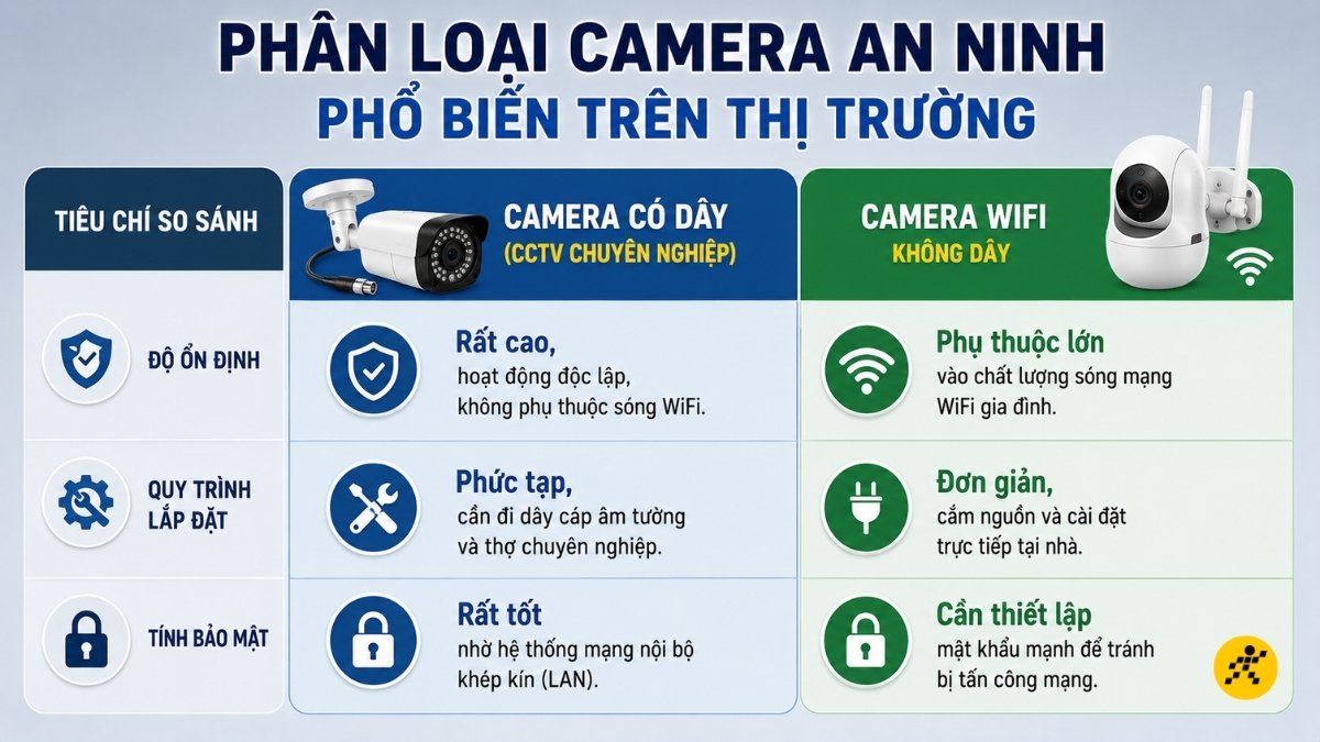 Ph&acirc;n loại camera an ninh phổ biến