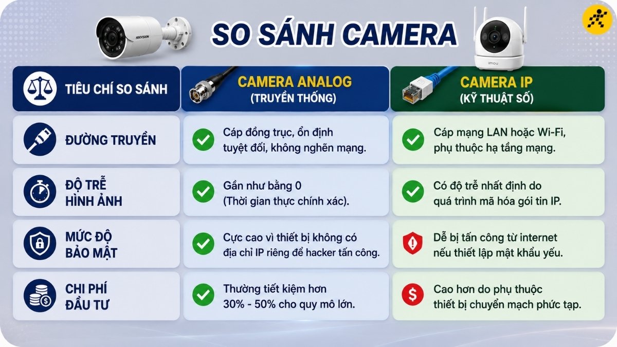 So s&aacute;nh camera Analog v&agrave; camera IP (Kỹ thuật số)