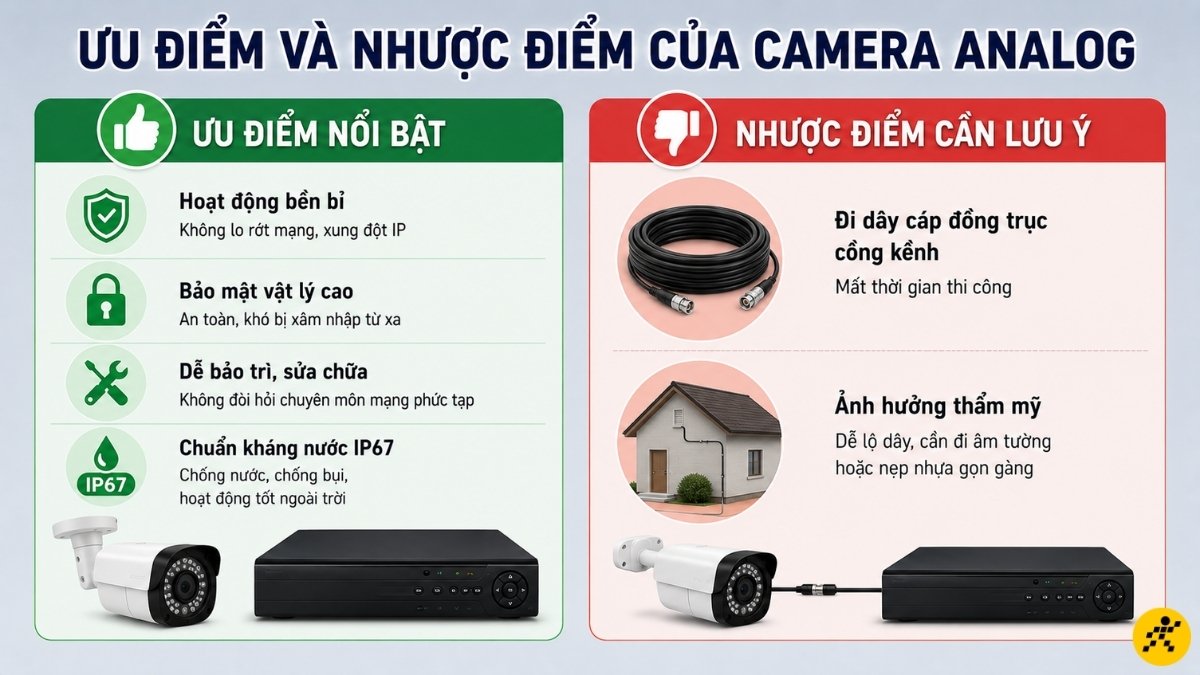 Ưu điểm v&agrave; nhược điểm của camera Analog