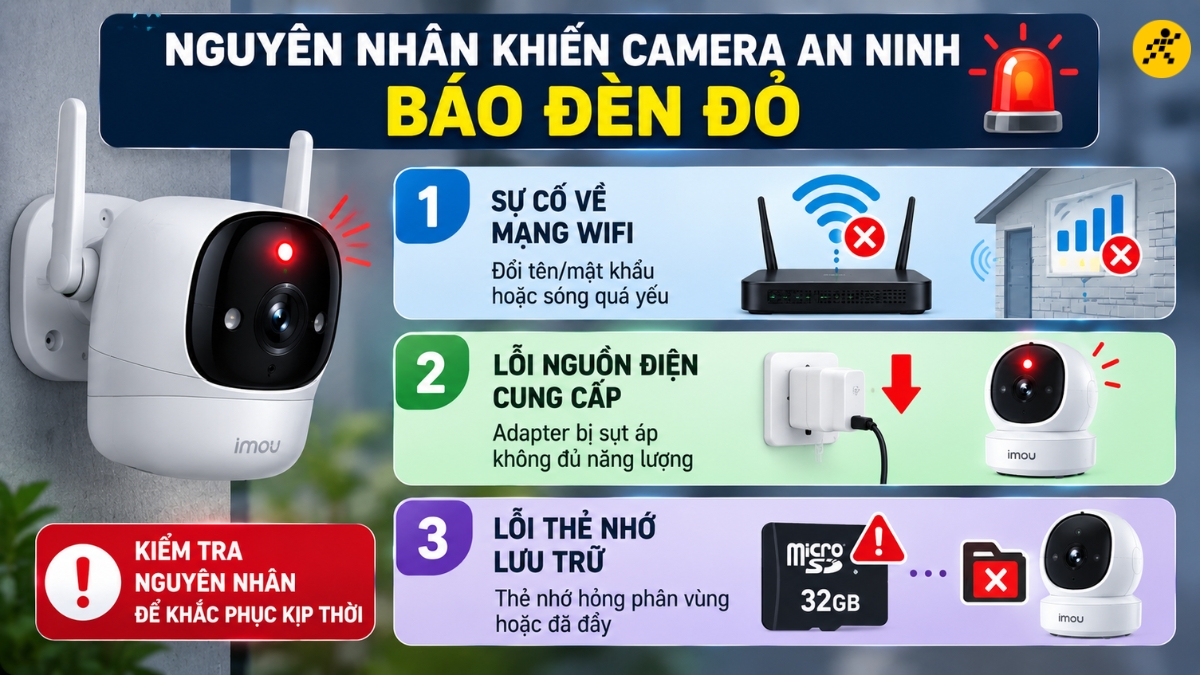 Nguy&ecirc;n nh&acirc;n phổ biến khiến camera an ninh b&aacute;o đ&egrave;n đỏ