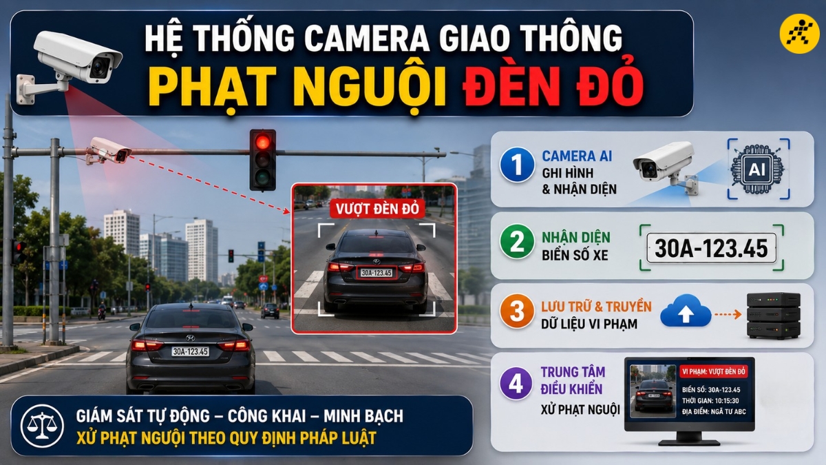 Hệ thống camera giao th&ocirc;ng phạt nguội đ&egrave;n đỏ