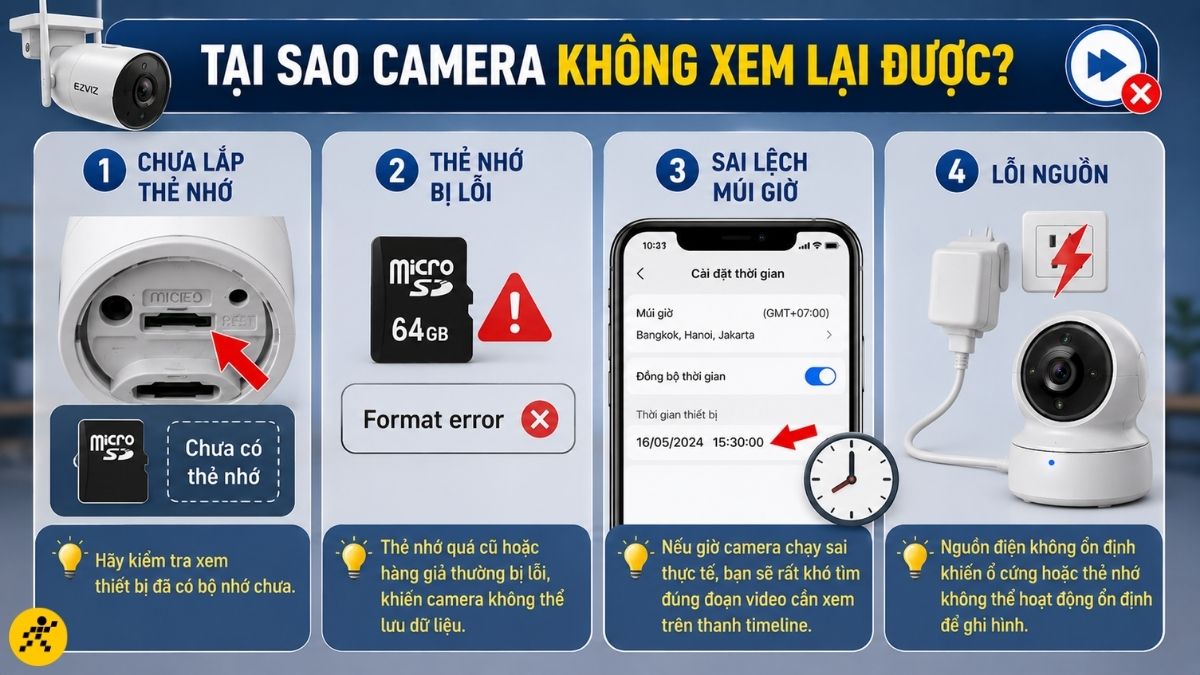 Nguy&ecirc;n nh&acirc;n camera kh&ocirc;ng xem lại được