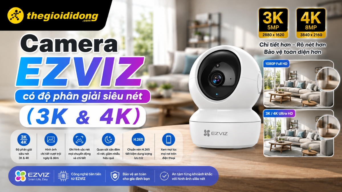 Camera Ezviz có độ phân giải siêu nét 
