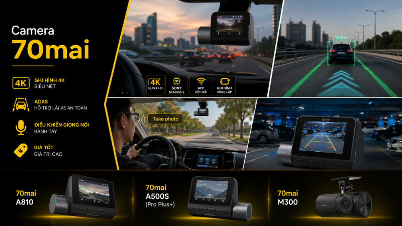 Các dòng camera hành trình 70mai ghi hình 4K siêu nét
