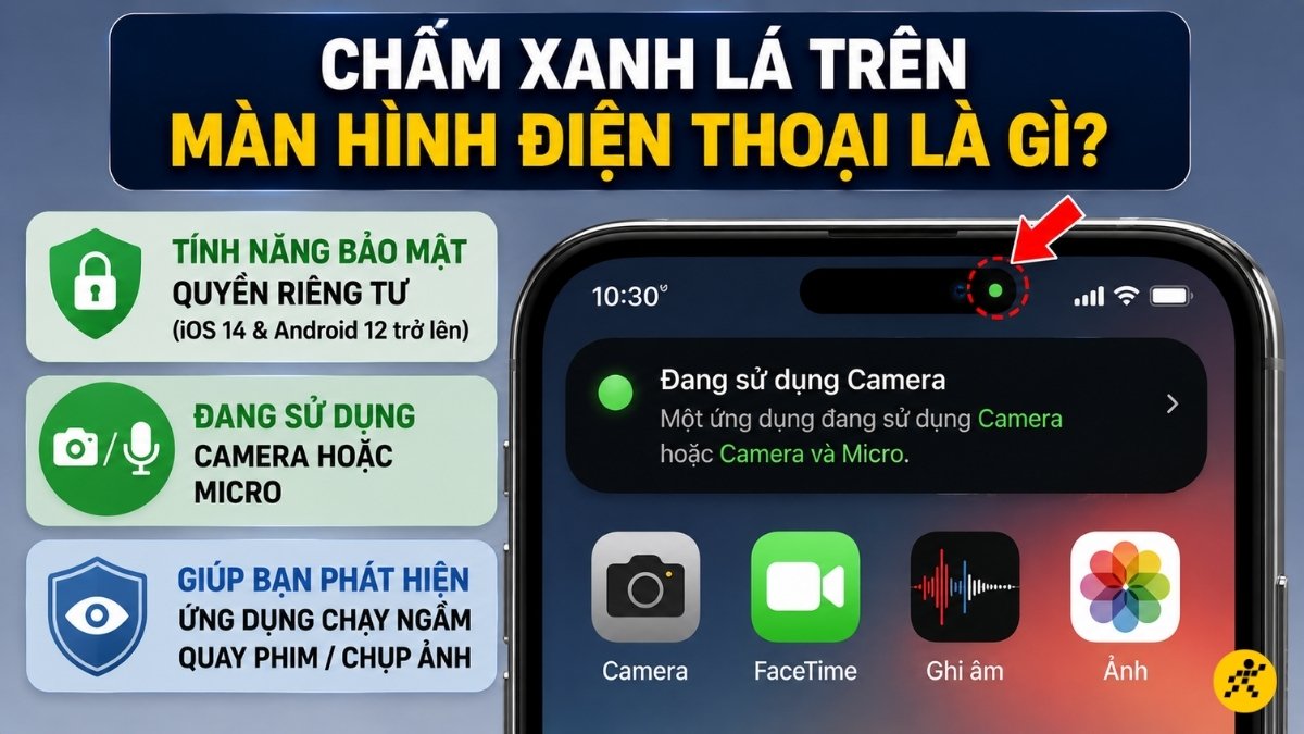 Chấm xanh l&aacute; tr&ecirc;n m&agrave;n h&igrave;nh điện thoại