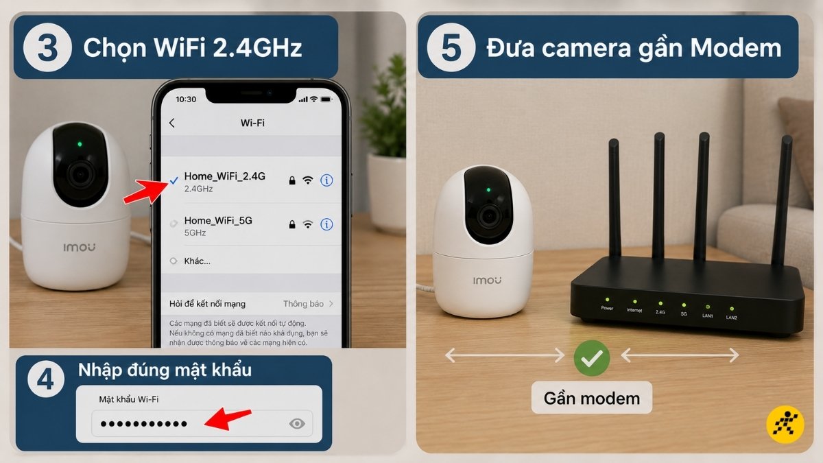 Đưa camera lại gần Modem