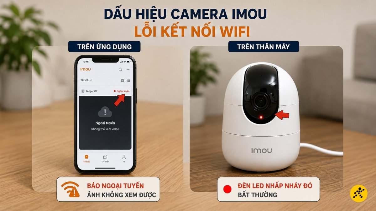 Dấu hiệu nhận biết camera IMOU đang lỗi kết nối WiFi