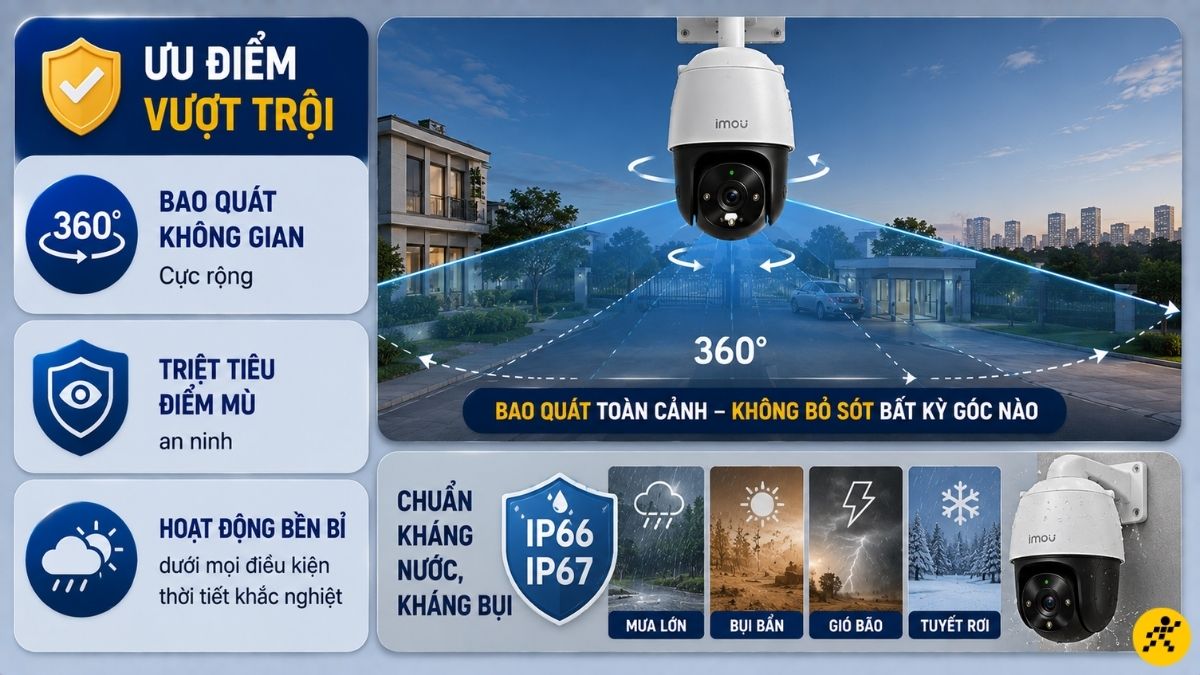 Ưu điểm của d&ograve;ng camera PTZ