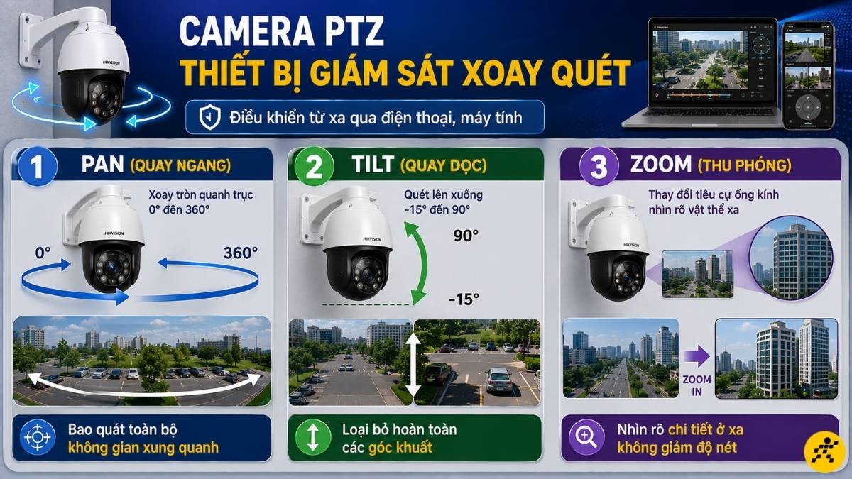 Camera PTZ (thiết bị gi&aacute;m s&aacute;t xoay qu&eacute;t)