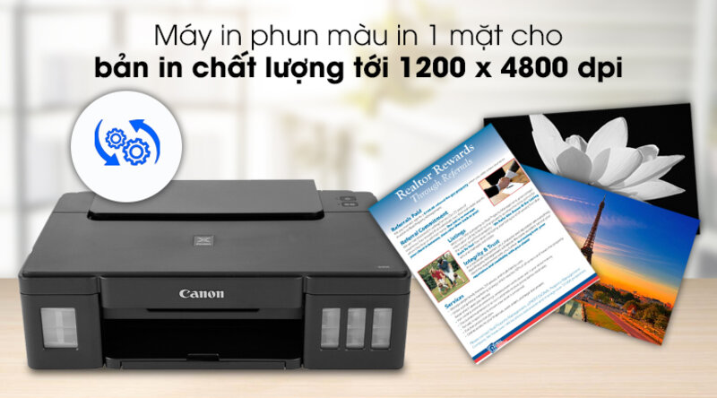 Máy in phun màu đơn năng Canon PIXMA G1010 dùng bình mực liên tục CISS chính hãng, hợp sinh viên thiết kế in nhiều bản vẽ màu Máy in phun màu đơn năng Canon PIXMA G1010