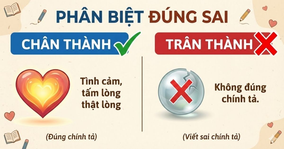 Chân thành là từ đúng chính tả