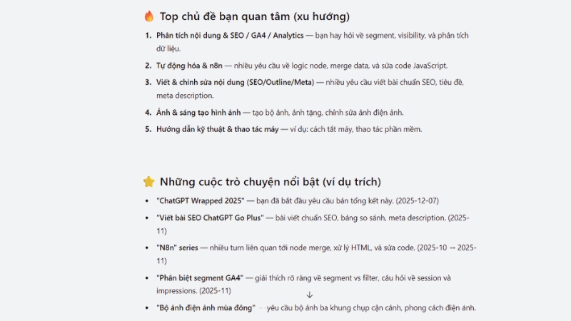 ChatGPT sẽ gửi lại bảng tổng kết 2025 cho bạn