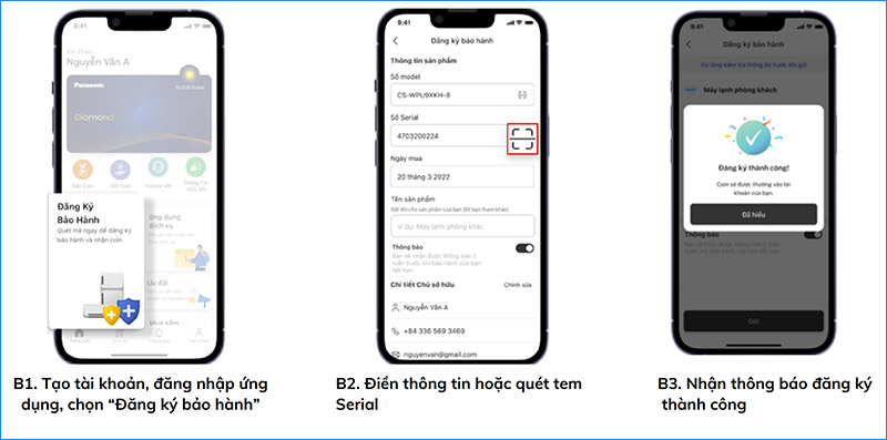Hướng dẫn kh&aacute;ch h&agrave;ng k&iacute;ch hoạt bảo h&agrave;nh điện tử Panasonic