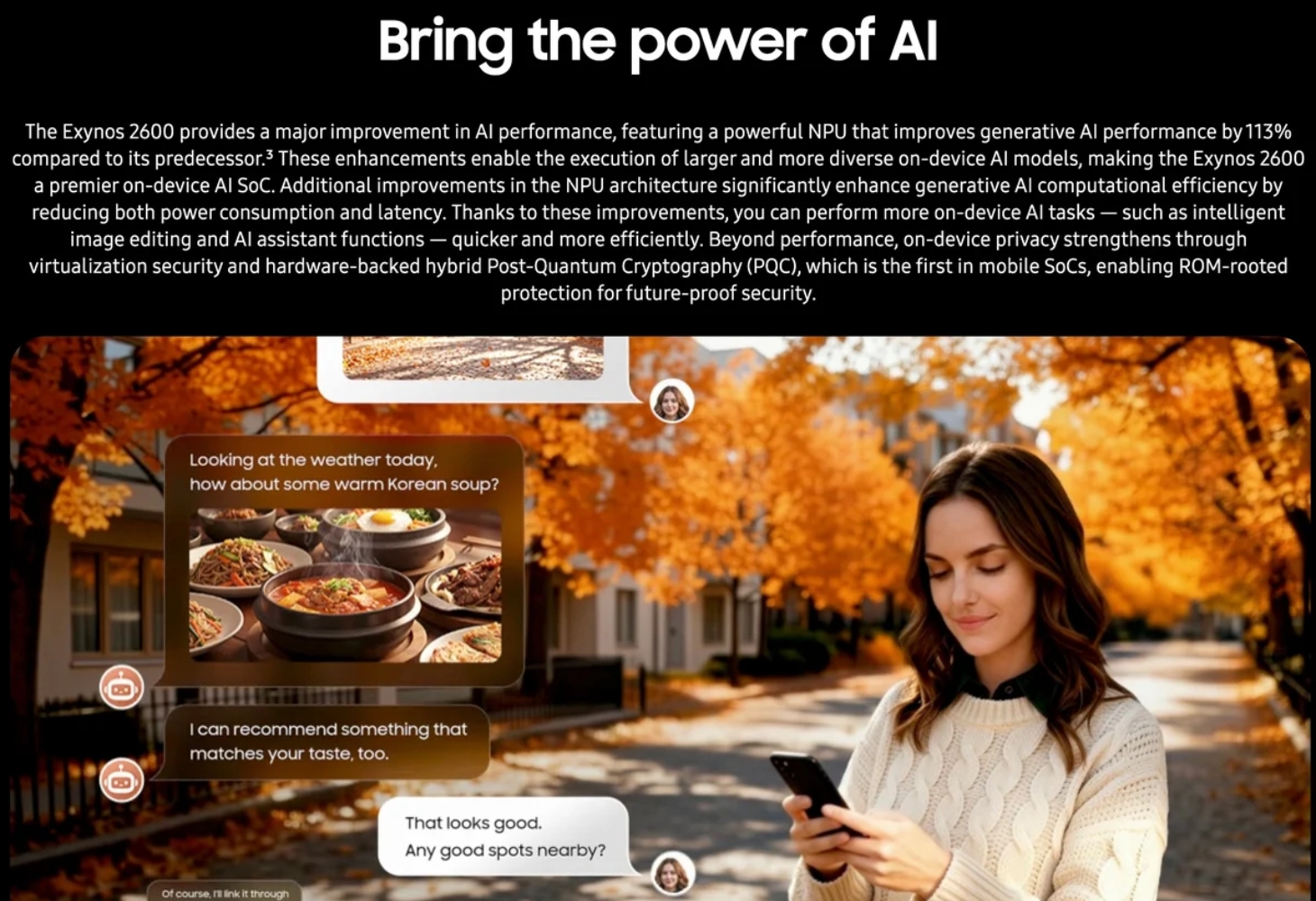 Hiệu suất AI trên chip Exynos 2600 được cải tiến đáng kể Hiệu suất AI trên chip Exynos 2600 được cải tiến đáng kể