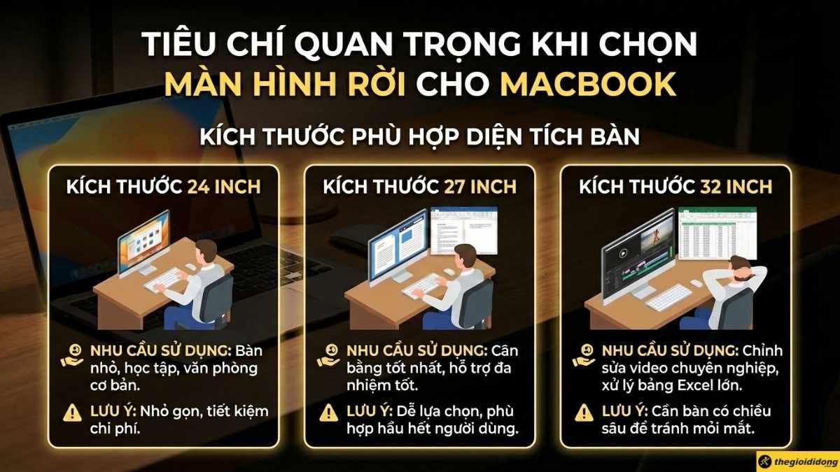 K&iacute;ch thước m&agrave;n h&igrave;nh ph&ugrave; hợp diện t&iacute;ch b&agrave;n