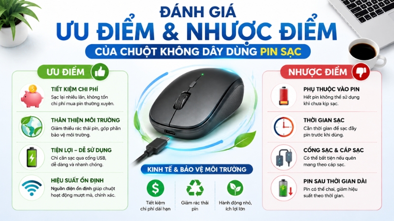 Đ&aacute;nh gi&aacute; ưu điểm v&agrave; nhược điểm của chuột kh&ocirc;ng d&acirc;y