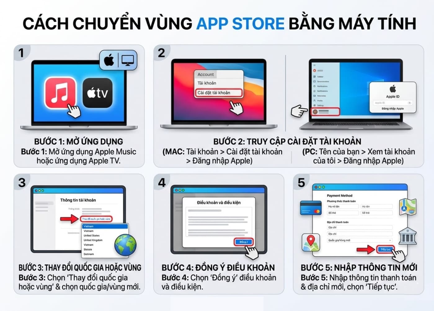 Hướng dẫn chuyển vùng App Store bằng máy tính Hướng dẫn chuyển vùng App Store bằng máy tính