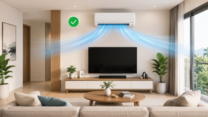 Điều chỉnh hướng gió sao cho không thổi thẳng vào màn hình