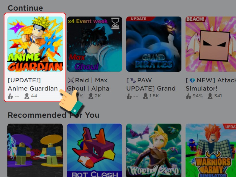 Mở game Anime Guardians trên nền tảng Roblox để bắt đầu nhập code Mở game Anime Guardians trên nền tảng Roblox để bắt đầu nhập code