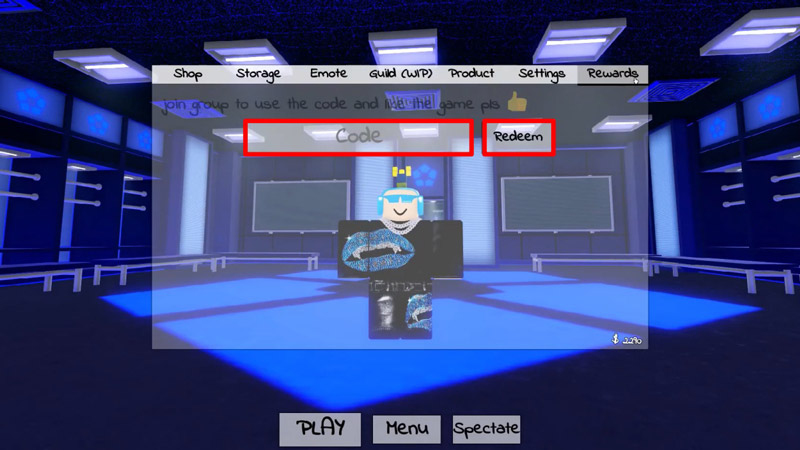 Bước 3: Nhập code và bấm Redeem