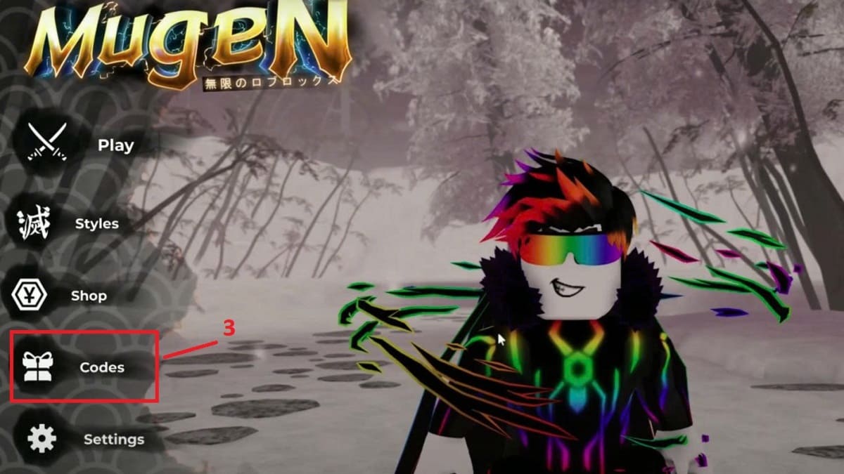 Bước 2: Tại giao diện game, nhấn mục Codes bên trái