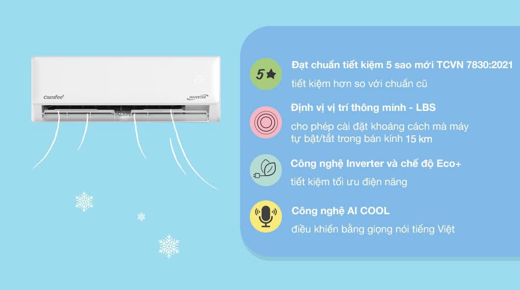 Điều hòa Comfee 2 HP dàn tản nhiệt Golden Coating mạ vàng chống ăn mòn hiệu quả