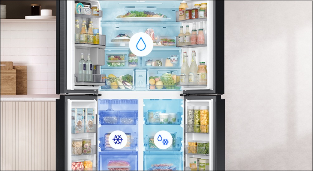 Công nghệ AI Hybrid Cooling giúp giữ nhiệt độ bên trong tủ lạnh luôn ổn định