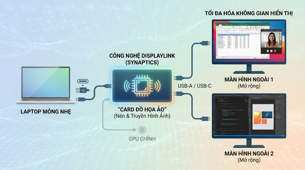 Sơ đồ minh hoạ c&ocirc;ng nghệ Display Link