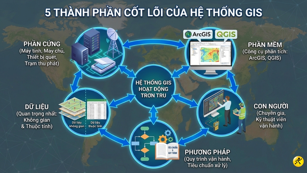 5 th&agrave;nh phần cốt l&otilde;i của một hệ thống GIS