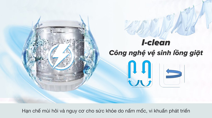 Công nghệ I-Clean là công nghệ vệ sinh lồng giặt tự động